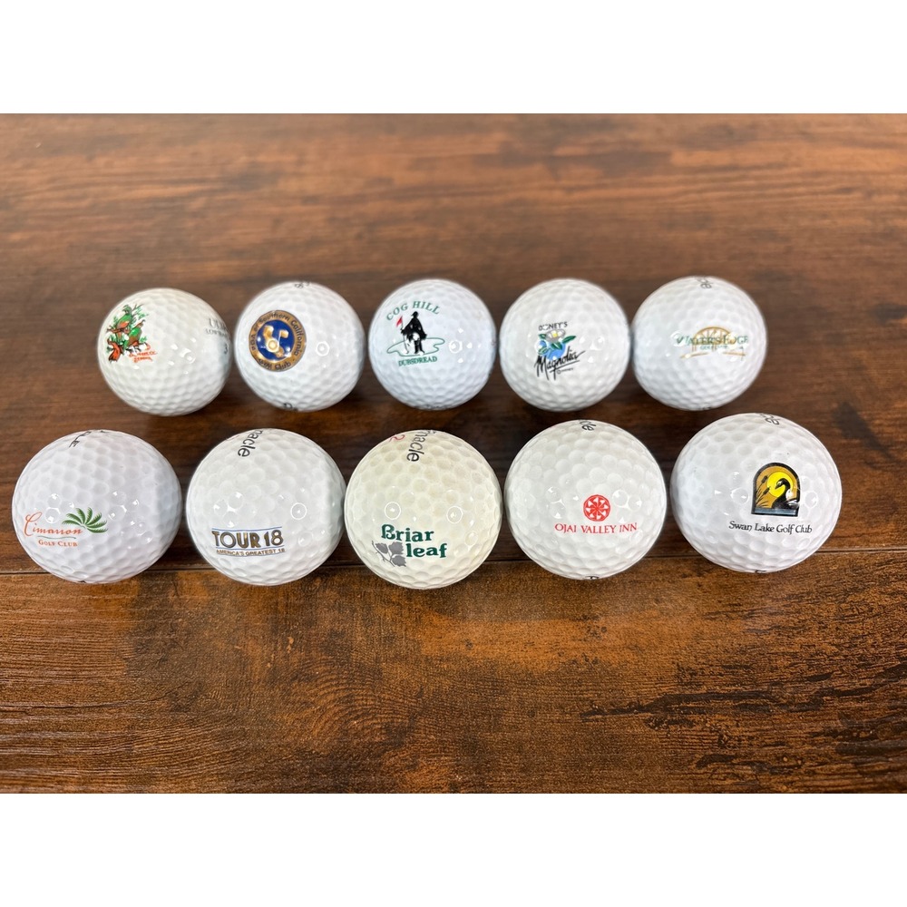 10 Vintage Logo Golf Balls Lot Disney Cog Hill Ojai Valley Pinnacle Collectible